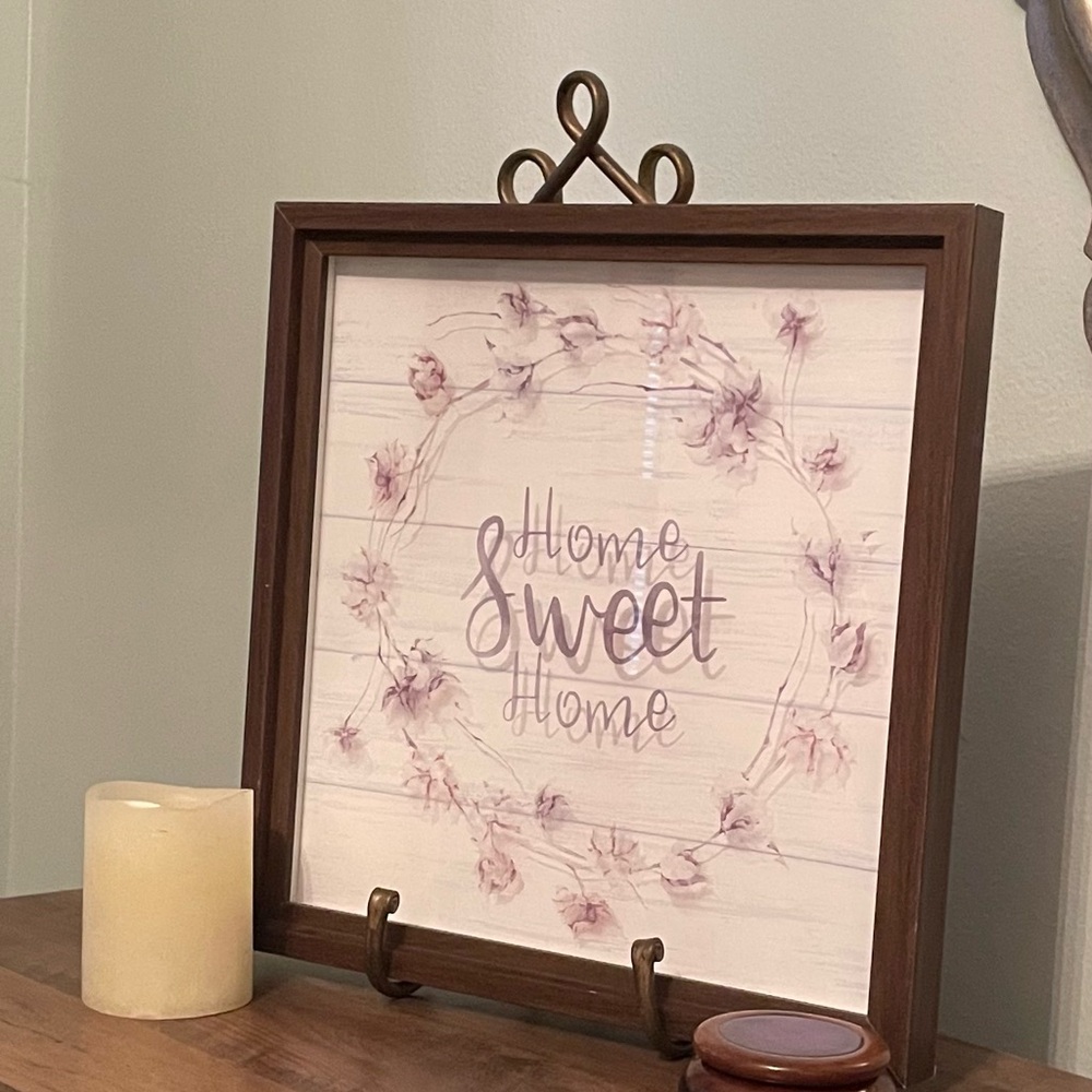 Home Sweet Home Framed Wall Art - With Candle and Warm wood box